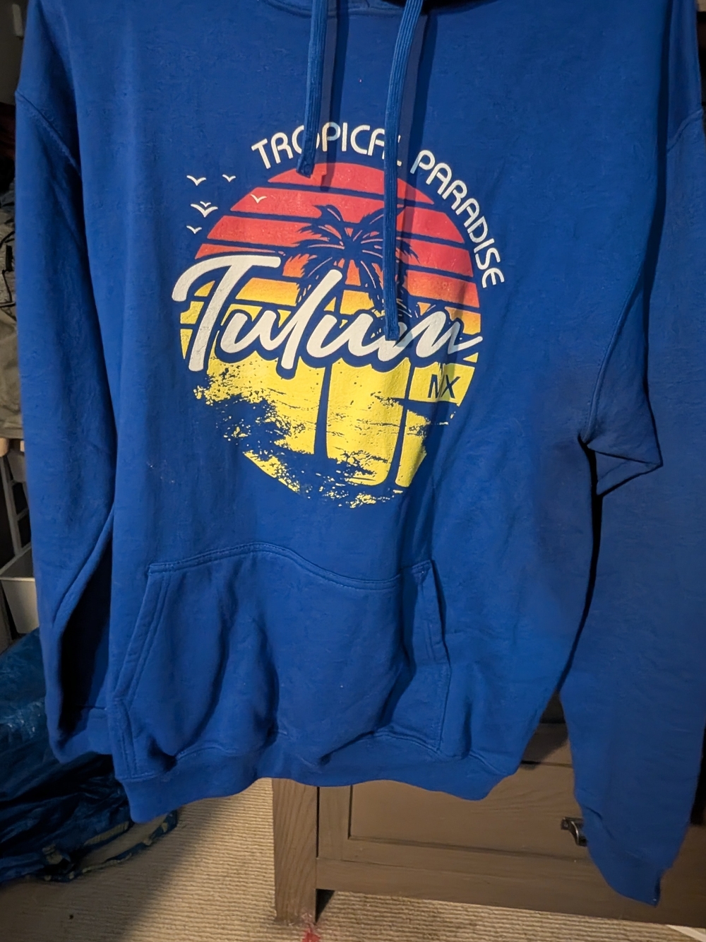 Tulum Tropical Paradise Graphic Hoodie - Blue